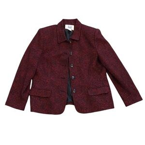 Mark Alexander Studio Womens Blazer Jacket Sz 14 Red Wool Blend Holiday Classic